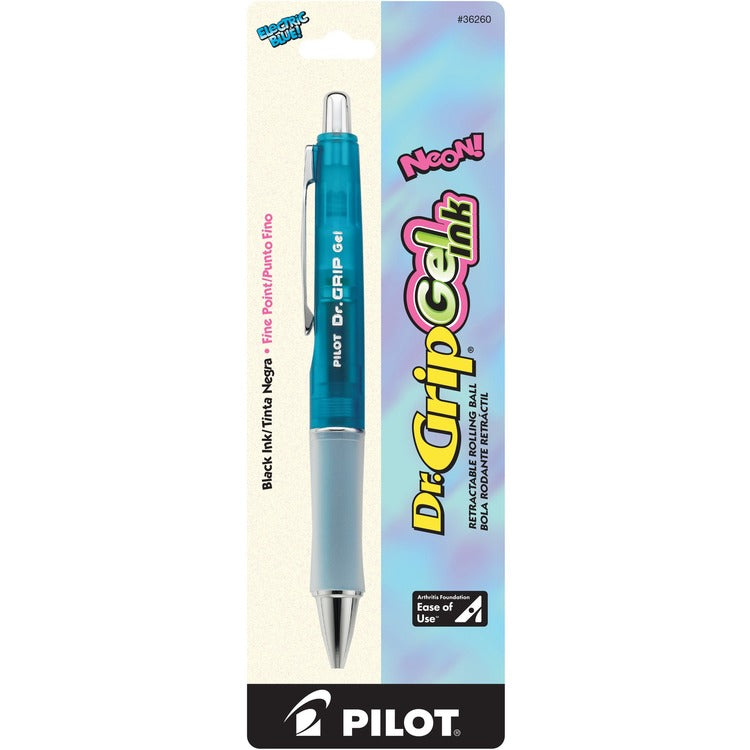 Pilot Dr. Grip Retractable Gel Pen, Fine 0.7mm, Black Ink, Blue Barrel (PIL36260) Each