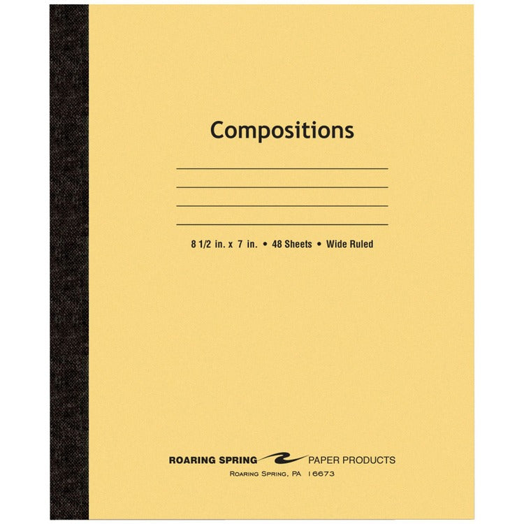 Roaring Spring Plain Cover Composition Book, Wide/Legal Rule, Manila Cover, 8.5 x 7, 48 Sheets (ROA77308) Each