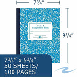 Roaring Spring Grade School Ruled Composition Book, Grade 2 Manuscript Format, Blue Marble Cover, (50) 9.75 x 7.75 Sheets (ROA77921) Each