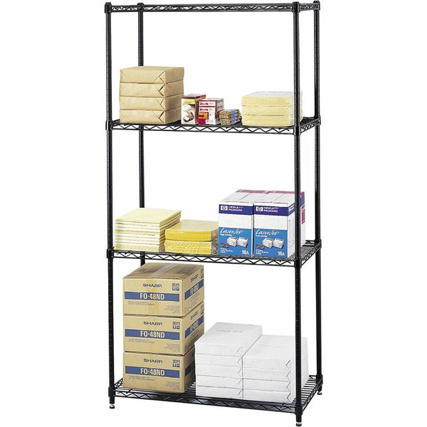 Safco Commercial Wire Shelving Unit, 36" x 18", 4 Shelves, Black (SAF5276BL)