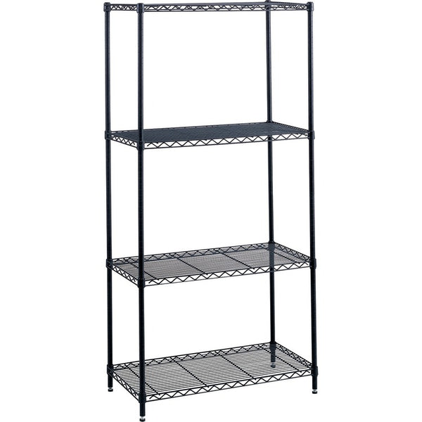 Safco Industrial Wire Shelving Starter Kit, Four-Shelf, 48w x 18d x 72h, Black (SAF5291BL)