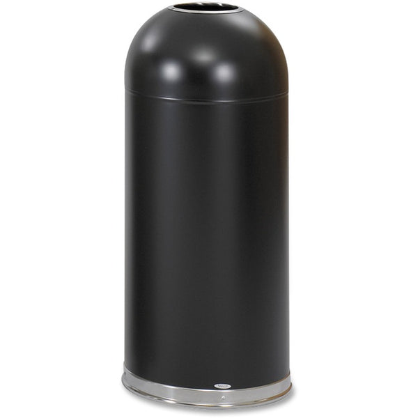 Safco Open-Top Dome Receptacle, Round, Steel, 15 gal, Black (SAF9639BL)