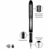 uniball Jetstream Ballpoint Pens, Refillable, Black Ink, Pigment-based, Black Stainless Steel Barrel, 12/Dozen (UBC33921DZ) Case of 12