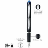 uniball Jetstream Ballpoint Pens, Blue Ink, Pigment-based, Black Stainless Steel Barrel, 12/Dozen (UBC33922DZ) Case of 12