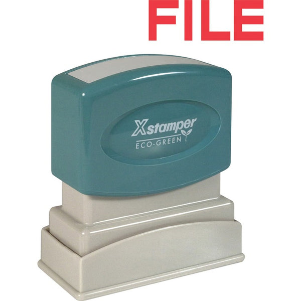 Xstamper File Ink Stamp, 1/2&quot;x1 5/8&quot;, Red Ink (XST1051) Each