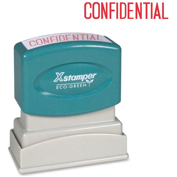 Xstamper Confidential Ink Stamp, 1/2&quot;x1 5/8&quot;, Red Ink (XST1130) Each