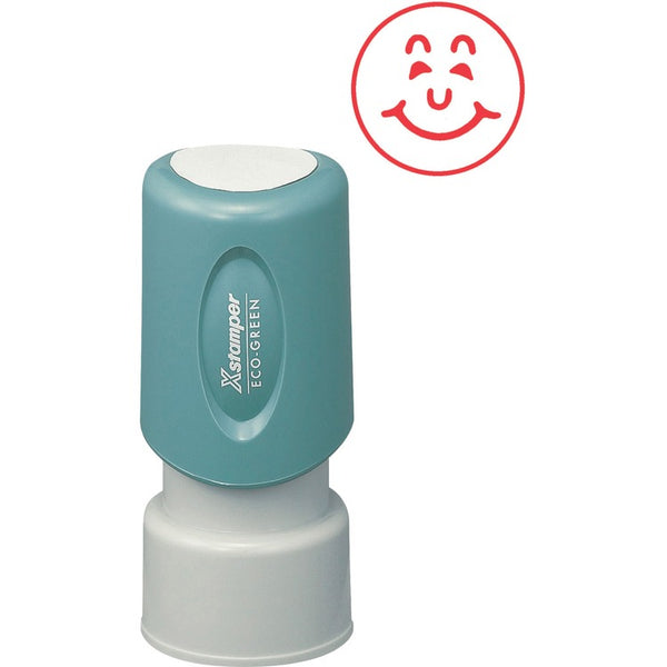 Xstamper Happy Face Round Ink Stamp, 5/8&quot;, Red (XST11303) Each