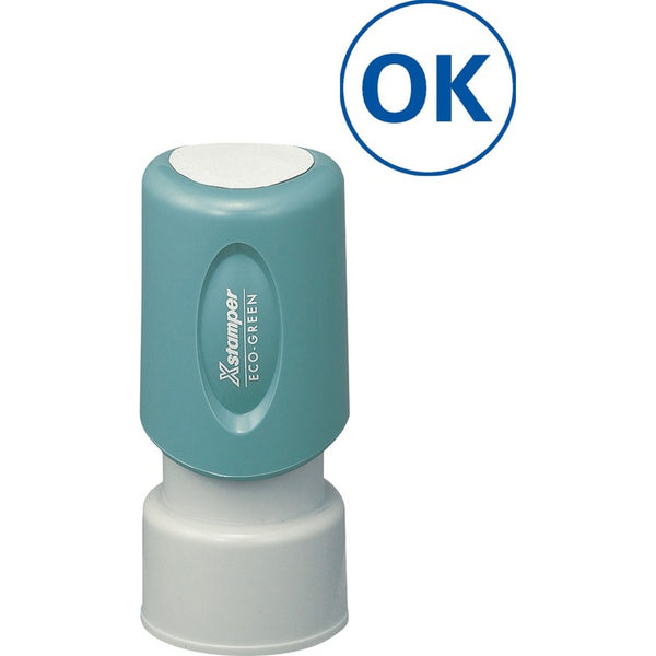 Xstamper Round &quot;OK&quot; Ink Stamp, 5/8&quot;, Blue Ink (XST11357) Each