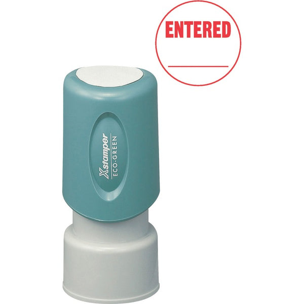 Xstamper Round &quot;Entered&quot; Ink Stamp, 5/8&quot;, Red Ink (XST11418) Each