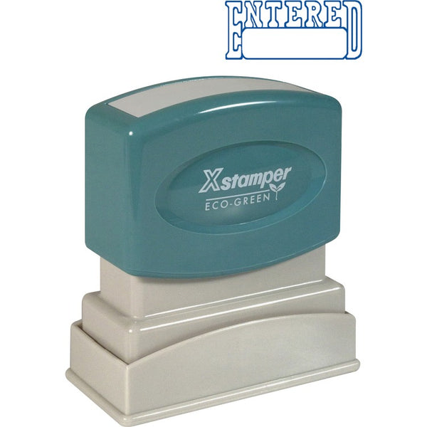 Xstamper Entered Ink Stamp, 1/2&quot;x1 5/8&quot;, Blue Ink (XST1205) Each