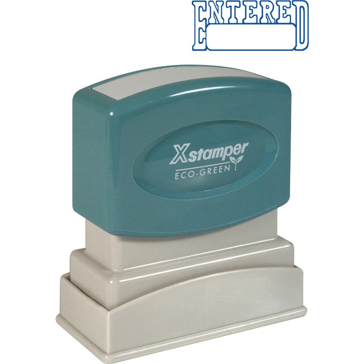 Xstamper Entered Ink Stamp, 1/2&quot;x1 5/8&quot;, Blue Ink (XST1205) Each