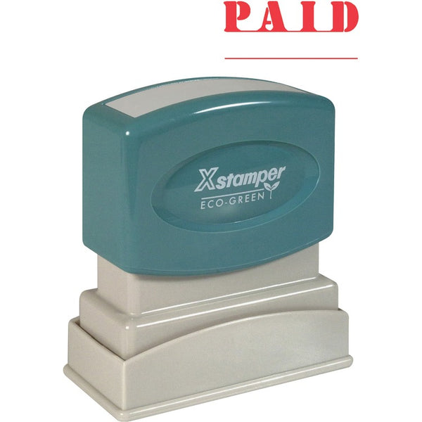 Xstamper Paid Ink Stamp, 1/2&quot;x1 5/8&quot;, Red Ink (XST1221) Each