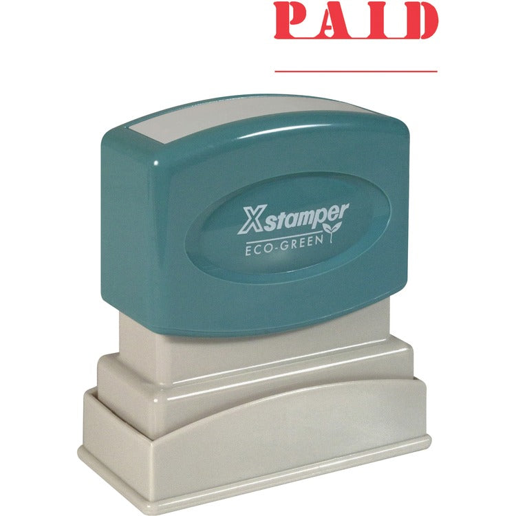 Xstamper Paid Ink Stamp, 1/2&quot;x1 5/8&quot;, Red Ink (XST1221) Each