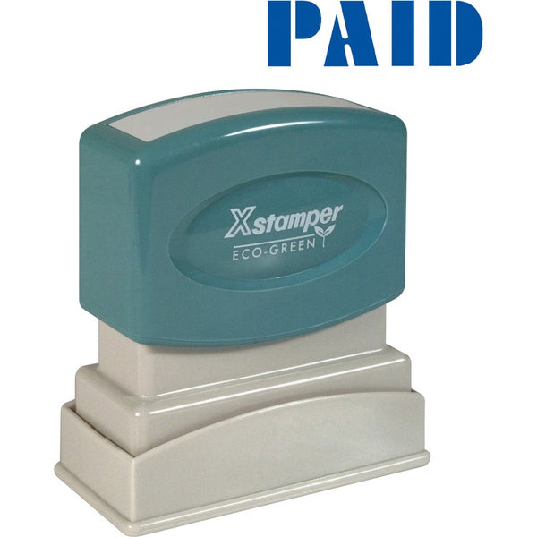 Xstamper Paid Ink Stamp, 1/2&quot;x1 5/8&quot;, Blue Ink (XST1335) Each