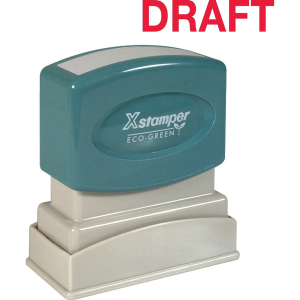 Xstamper Draft Ink Stamp, 1/2&quot;x1 5/8&quot;, Red Ink (XST1360) Each