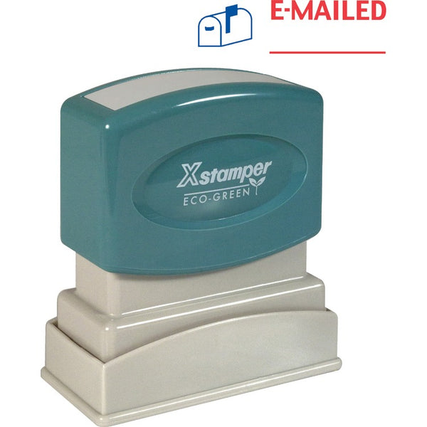 Xstamper E Mailed Ink Stamp, 1/2&quot;x1 5/8&quot;, Blue/Red Ink (XST2025) Each