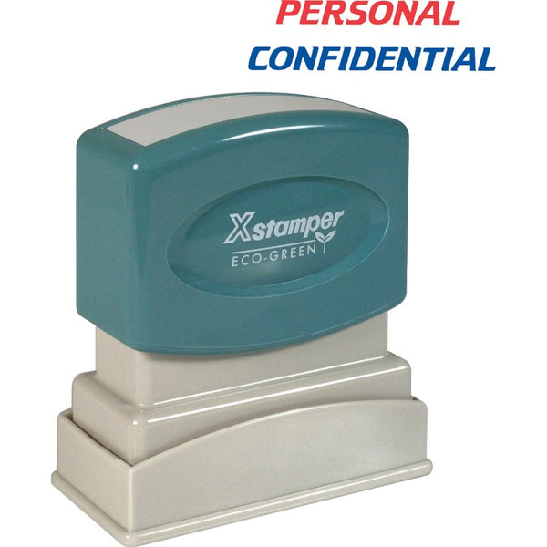 Xstamper Personal/Confidential Ink Stamp, 1/2&quot;x1 5/8&quot;, Blue/Red Ink (XST2029) Each