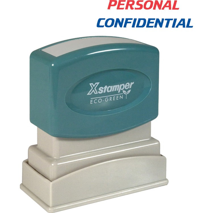 Xstamper Personal/Confidential Ink Stamp, 1/2&quot;x1 5/8&quot;, Blue/Red Ink (XST2029) Each