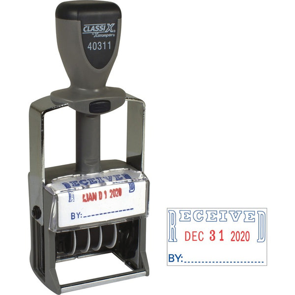 Xstamper Heavy Duty Self Inking Line Dater, &quot;Received&quot; (XST40311) Each