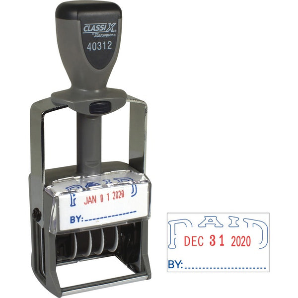 Xstamper Heavy Duty Self Inking Line Dater, &quot;Paid&quot; (XST40312) Each