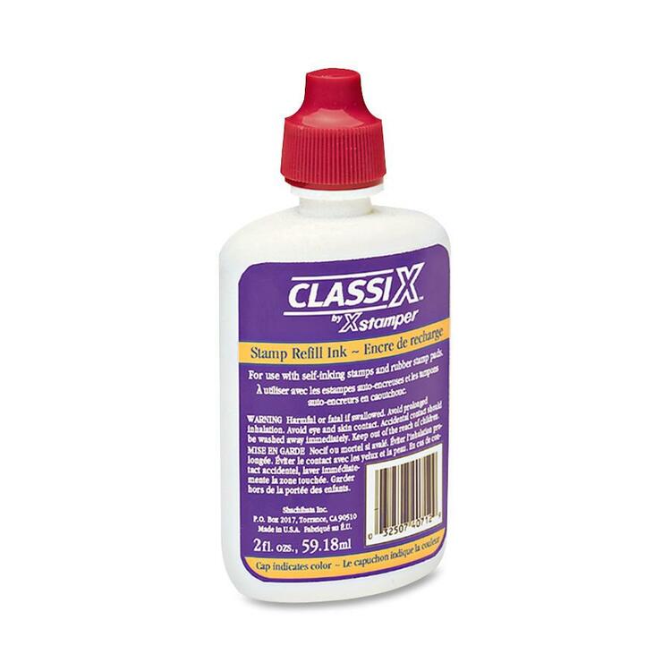 Xstamper Refill Ink, for ClassiX pre inked stamps, 2 Oz Bottle, Red (XST40711) Each
