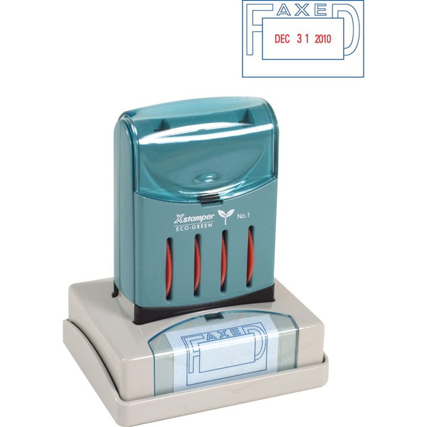 Xstamper VersaDater Message Dater, FAXED, Blue/Red (XST66213) Each