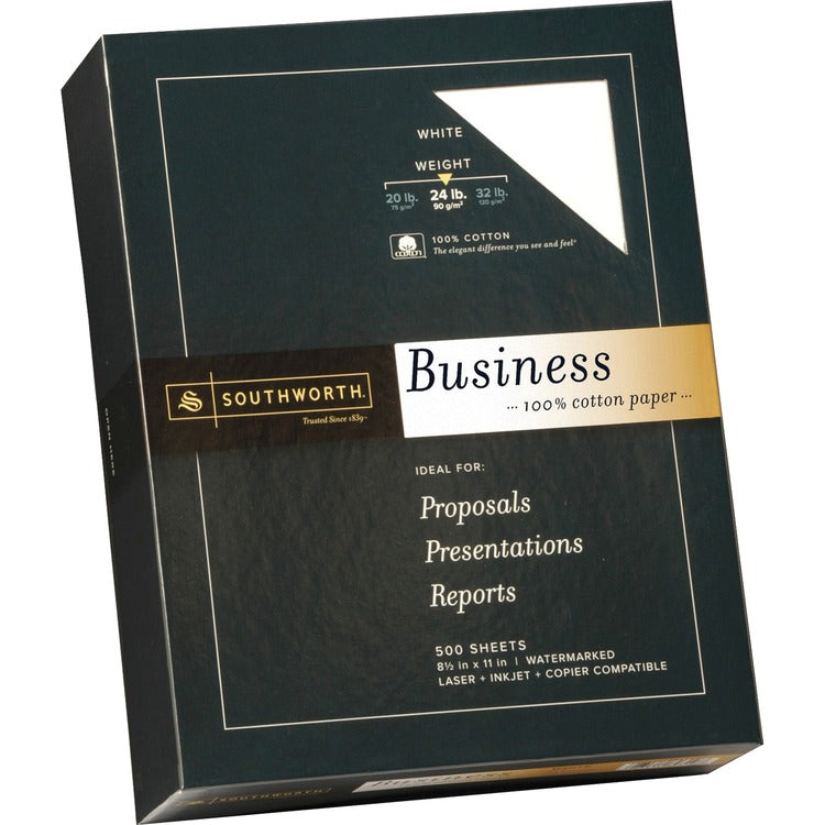 Southworth Paper, Cotton, 24 lb., 8 1/2&quot;x11&quot;, 500/BX, White (SOU14C) Each