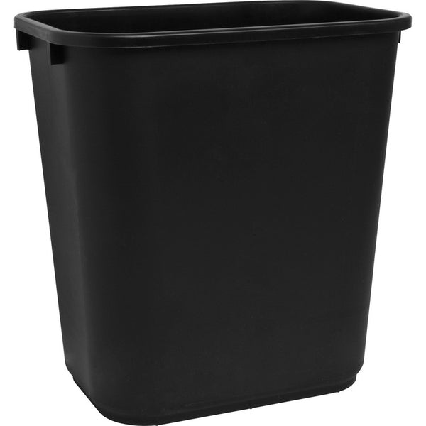 Sparco Rectangle Plastic Desk Wastebasket, 28 Quart, Black (SPR02160)