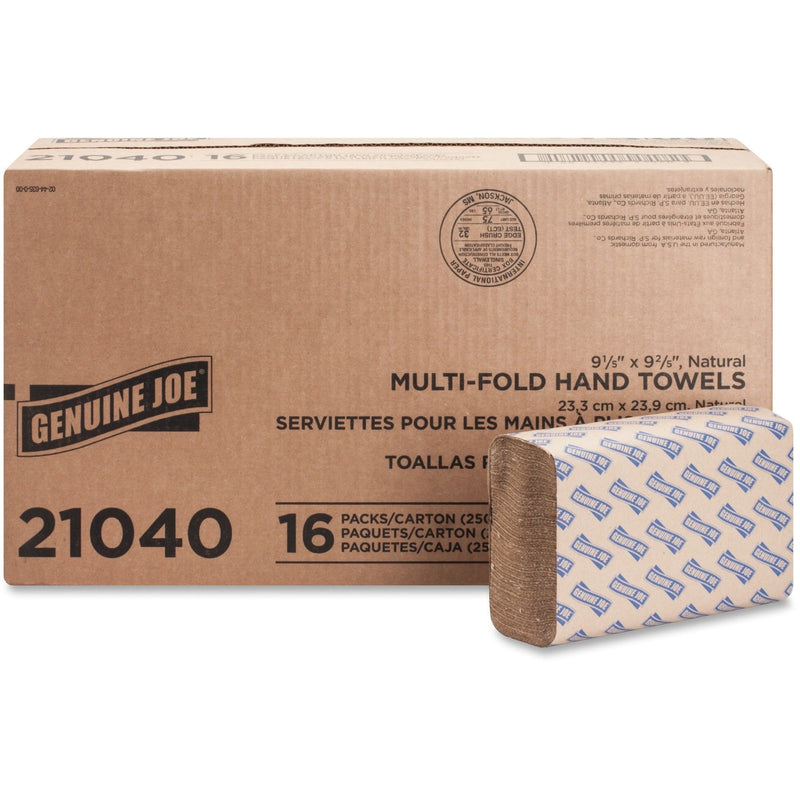 Genuine Joe 21040 Natural Multifold Towels ,9 4/10" x 9 1/4" (GJO21040) Case of 4000