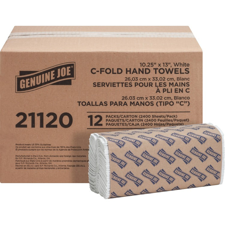 Genuine Joe 21120 White 1 Ply C-Fold Paper Towels, 13 1/2" x 10 4/10" (GJO21120)