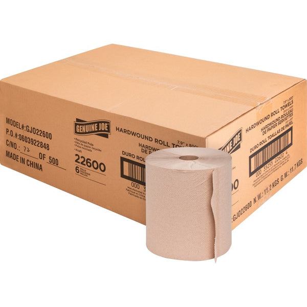 Genuine Joe 22600 Brown Bulk Hardwound Roll Towels, 800' (GJO22600)