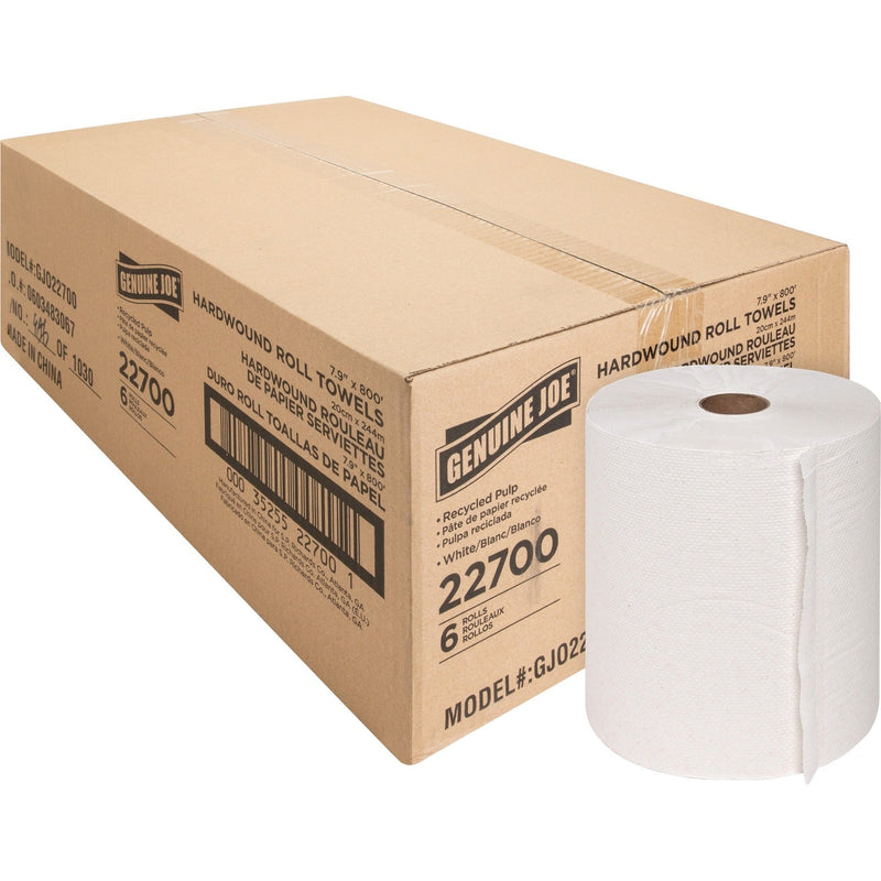 Genuine Joe 22700 Hardwound Roll Towels, 7 7/8"x 800' (GJO22700) Case of 6