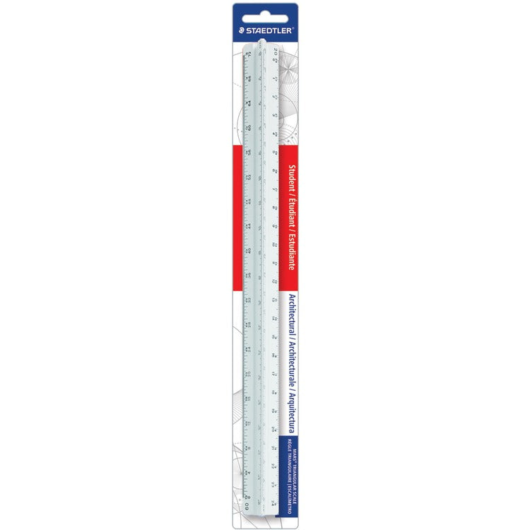Staedtler Triangular Scale Plastic Architects Ruler, 12" Long, Plastic, White (STD9871931BK) Each