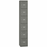 Tennsco 6-Tier No Legs Steel Box Lockers, Internal Size 12" x 12" x 18", Overall Size 72" x 12" x 18", Medium Gray (TNNBS6121812AMG) Each