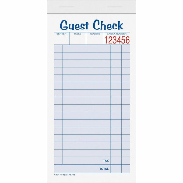 TOPS Guest Check Books, 2 Parts, 3 3/8&quot;x5 1/2&quot; (TOP45702) Pack of 10