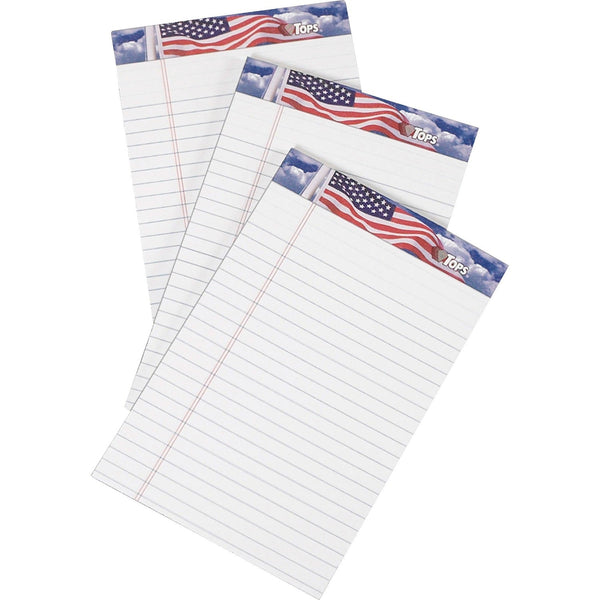 TOPS Writing Tablet, American Pride, Jr. Legal Rule, 5&quot;x8&quot;, White (TOP75103) Pack of 3