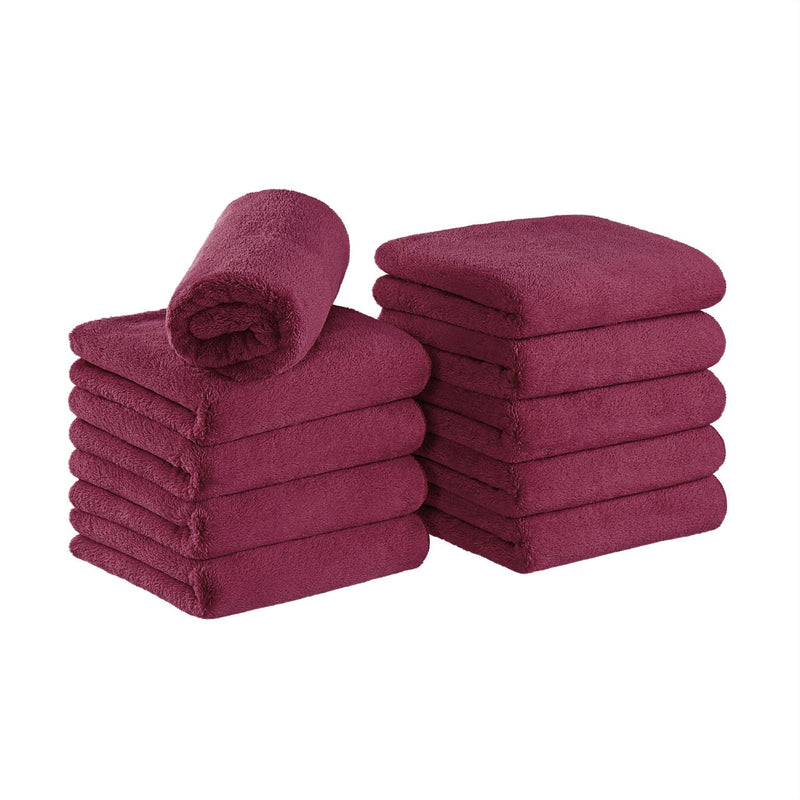 Arkwright Home Bck2U Coral Fleece Salon Towel 16x27 Burgundy (10/Pack) (PNP915117BU) 10/PK