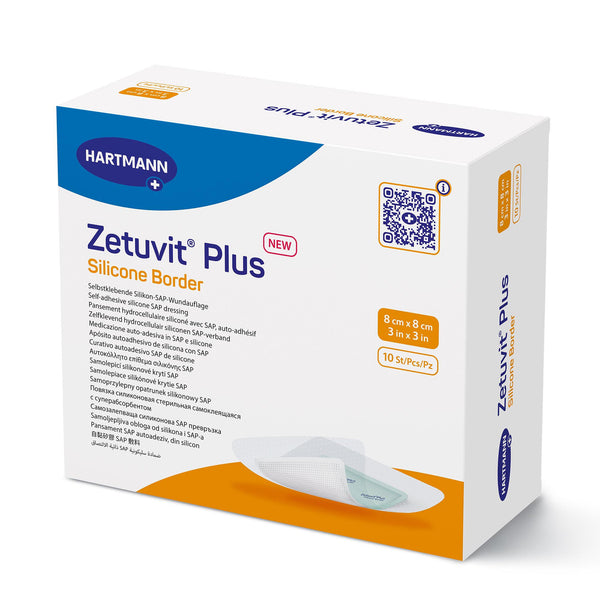Zetuvit® Plus Silicone Border Super Absorbent Dressing Silicone Adhesive 3 X 3 Inch Square (1235836_BX) 10/BX