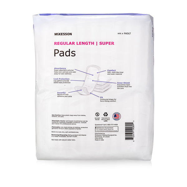 McKesson Super Bladder Control Pad 10 Inch Length Moderate Absorbency Polymer Core One Size Fits Most (884158_CS) 6/CS
