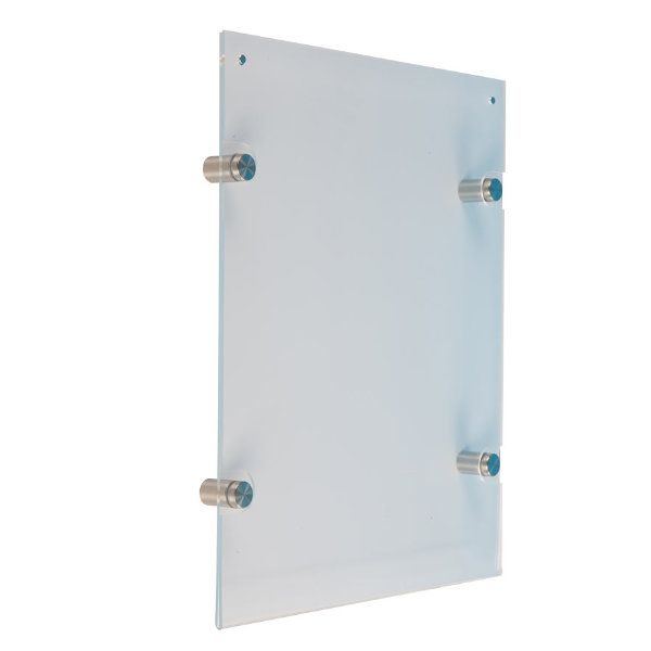 Wall Mount Clear Acrylic Frame with Standoff and Magnets for 11" x 17" Poster Size Silver brushed 5 (USMS0D0017X2000) Each