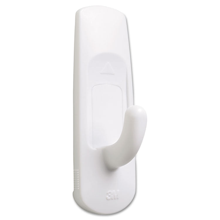 Command™ General Purpose Hooks, Medium, Plastic, White, 3 lb Capacity, 2 Hooks and 4 Strips/Pack (MMM17001ES) 1 Set