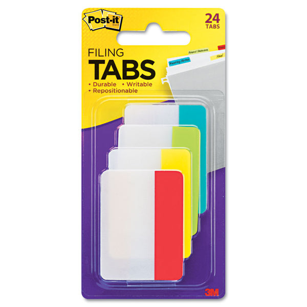 Post-it® Tabs Solid Color Tabs, 1/5-Cut, Assorted Colors, 2" Wide, 24/Pack (MMM686ALYR) Pack of 24