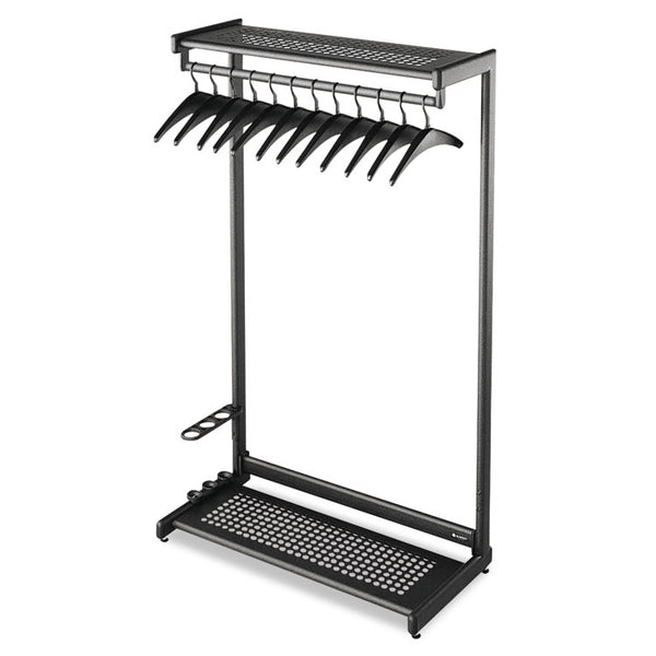 Quartet® Single-Sided Rack with Two Shelves, 12 Hangers, Steel, 48w x 18.5d x 61.5h, Black (QRT20224)