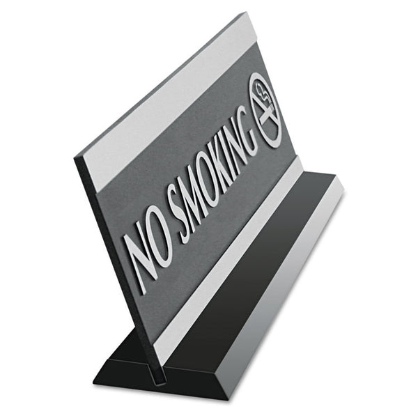 Headline® Sign Century Series Office Sign, NO SMOKING, 9 x 3, Black/Silver (USS4757) Each