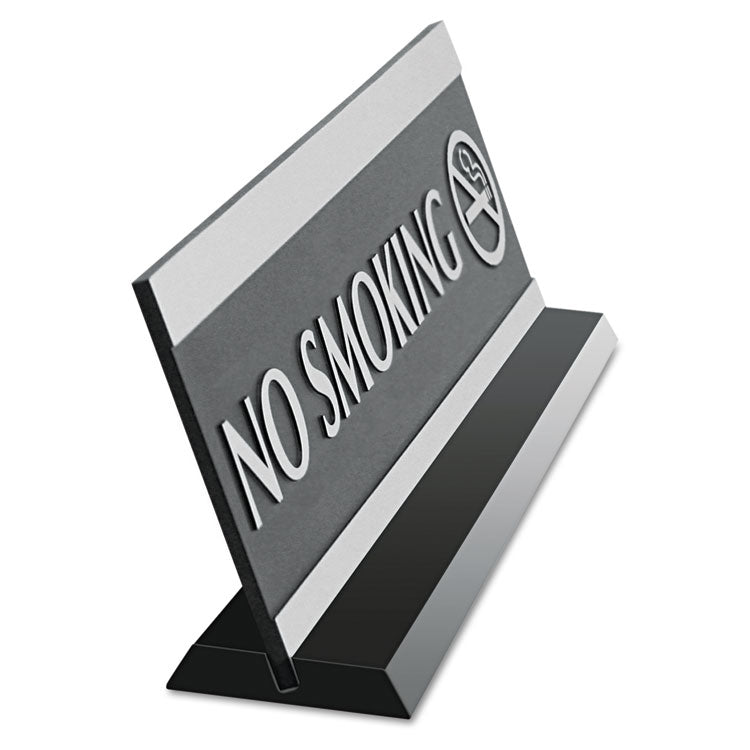Headline® Sign Century Series Office Sign, NO SMOKING, 9 x 3, Black/Silver (USS4757) Each
