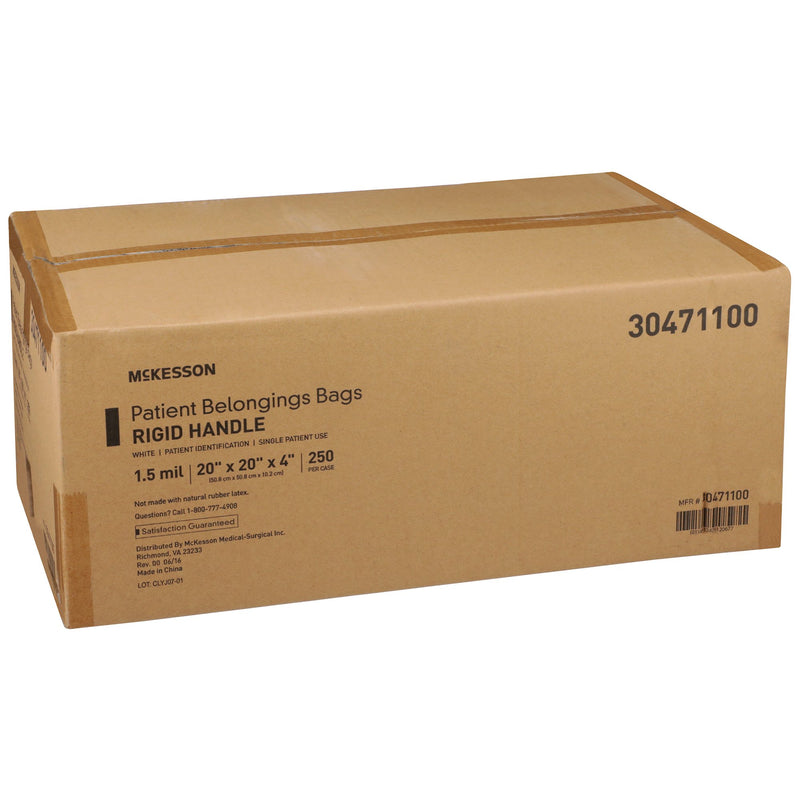 McKesson Patient Belongings Bag 4 X 20 X 20 Inch Polyethylene Snap Closure White (447757_EA) 1/EA