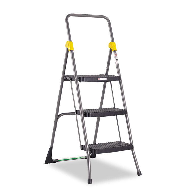 Cosco® Commercial 3-Step Folding Stool, 300 lb Capacity, 20.5 x 32.63 x 52.13, Gray (CSC11839GGO) Each