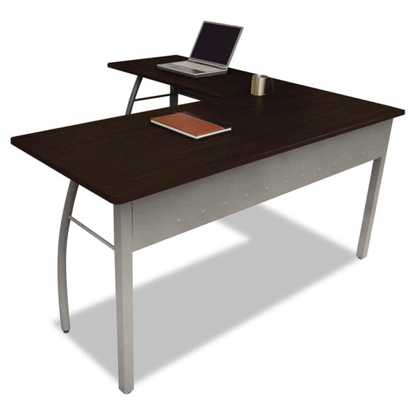 Linea Italia® Trento Line L-Shaped Desk, 59.13" x 59.13" x 29.5", Mocha/Gray (LITTR737MOC)