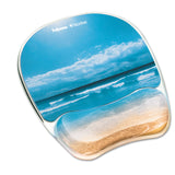 Fellowes® Photo Gel Mouse Pad with Wrist Rest with Microban Protection, 7.87 x 9.25, Sandy Beach Design (FEL9179301)