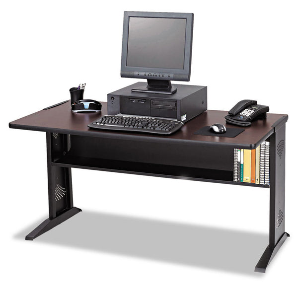 Safco® Computer Desk with Reversible Top, 47.5" x 28" x 30", Mahogany/Medium Oak/Black (SAF1931)